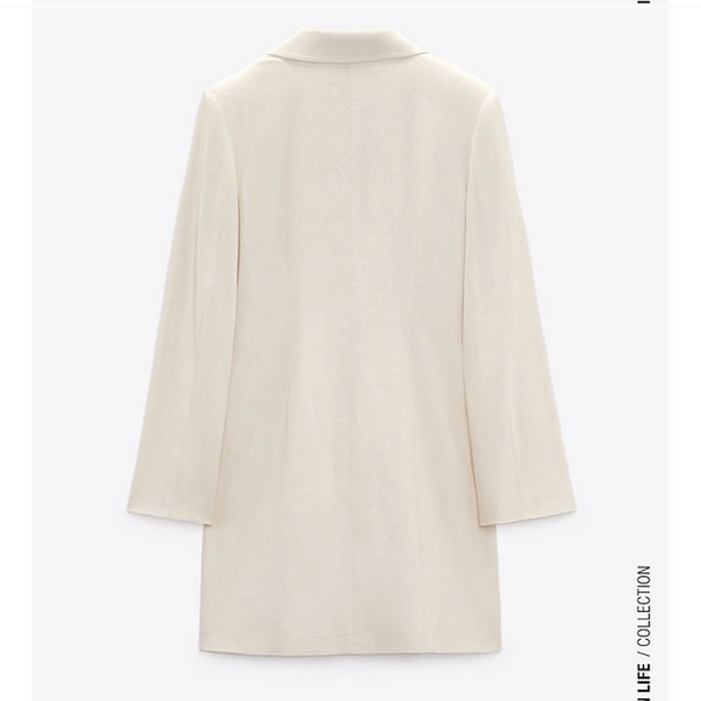 Zara * linen blend blazer dress cream - Picture 5 of 12